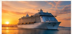 Cruise ship at sunset