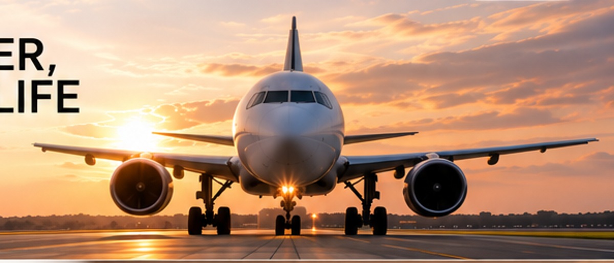 Airplane at sunset